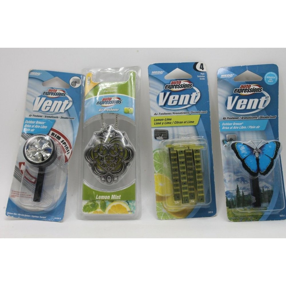 Lot Of 4 Auto Expressions Vent Air Freshener Outdoor Breeze Lemon Mint Lime